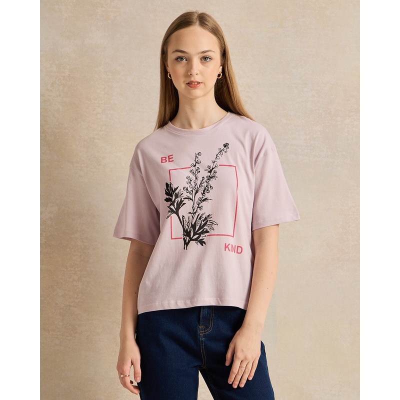 Senior Girls Lilac Printed T-Shirt