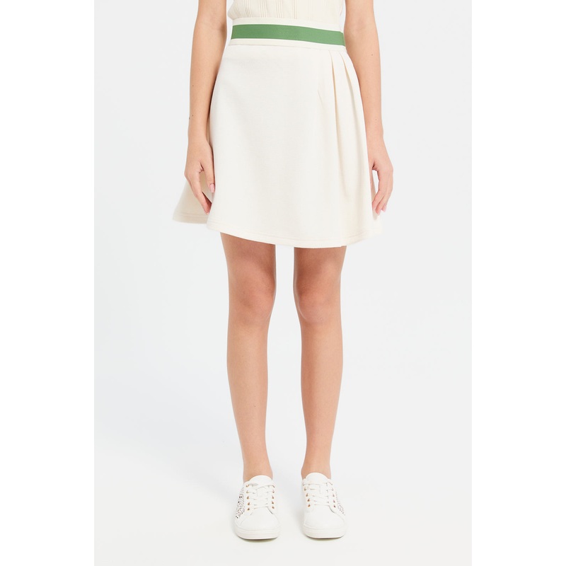 Senor Girls Cream Pleated Skater Skirts
