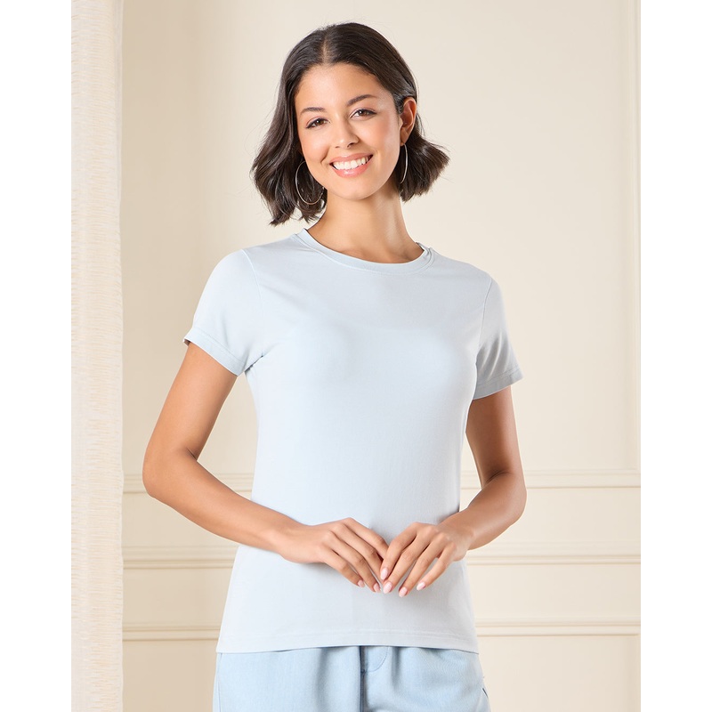 Women Blue Short Sleeve T-Shirt