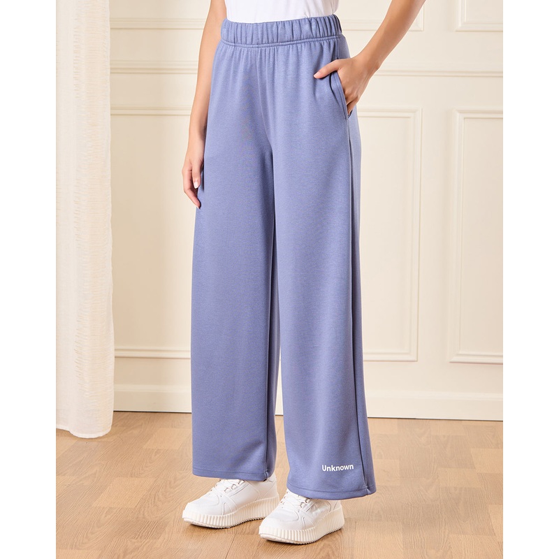 Women Blue Wide Leg Active Pants