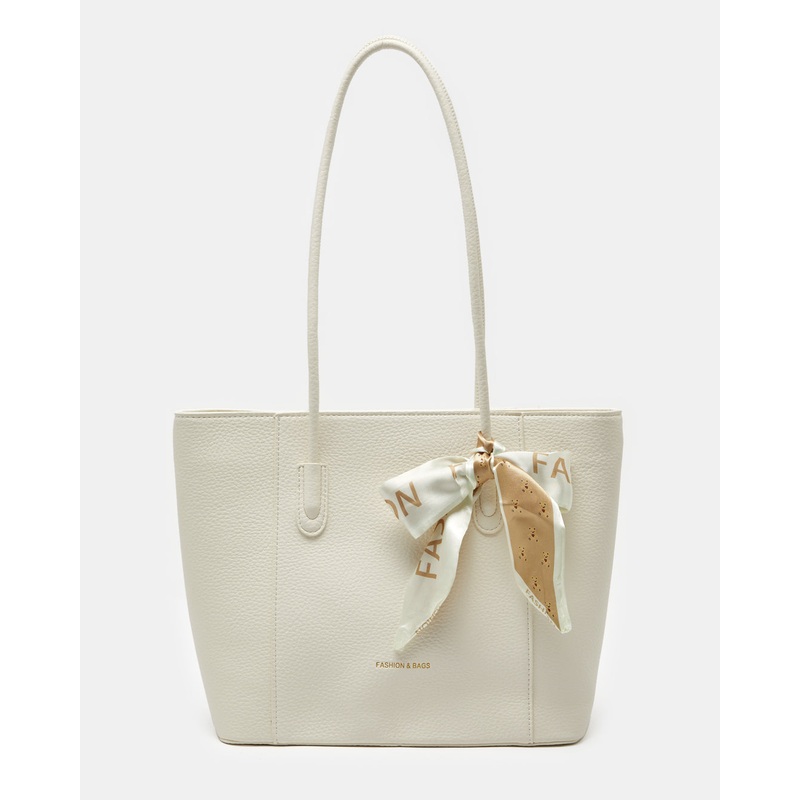 Women Cream Day Bag With Scarf