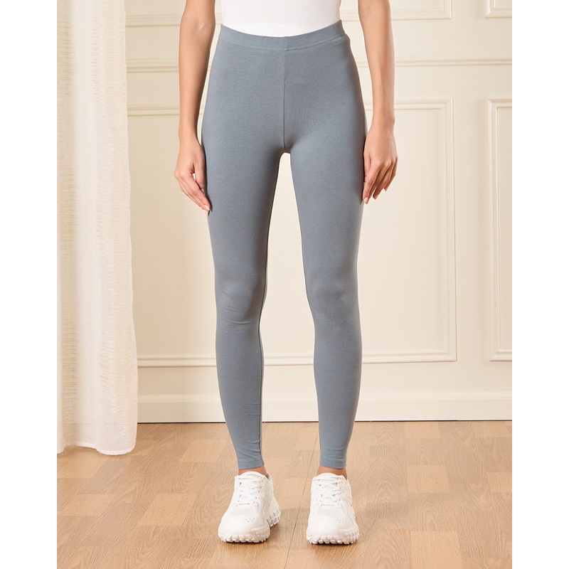 Women Grey Long Leggings Set (Pack of 2)