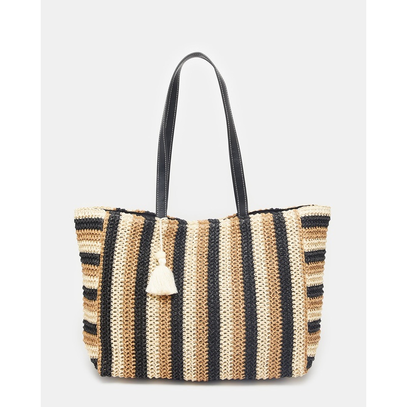 Women Multicolour Striped Beach Bag