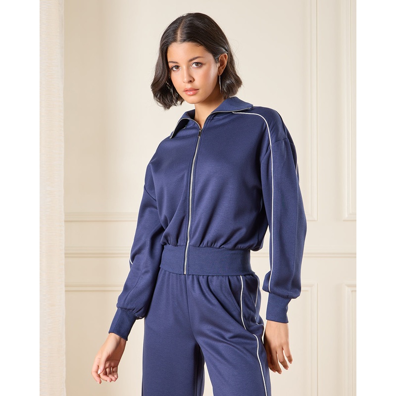 Women Navy  Zip Through Jacket