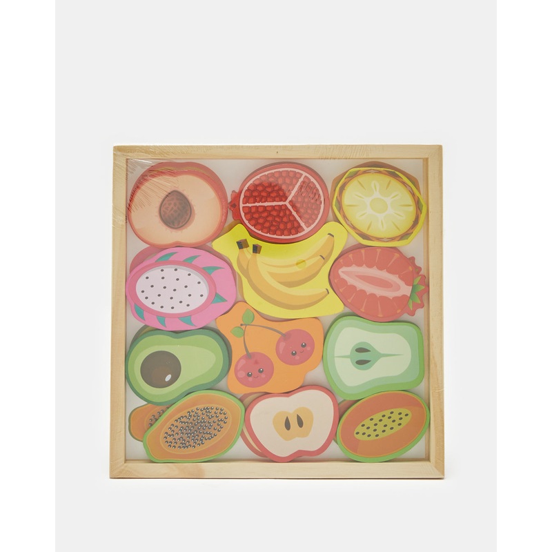 Assorted Wood Fruit Building Block Box