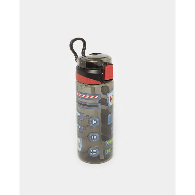 Black Printed Water Bottle (600ml)