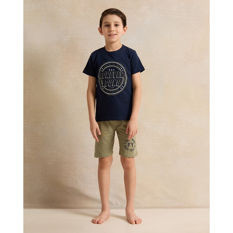 Boys Black And Green Printed Pyjama Set (2 Piece)
