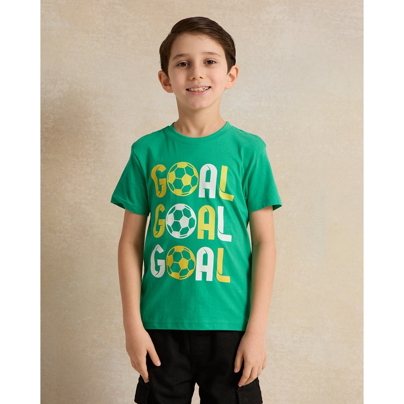 Boys Green Printed Printed T-shirt