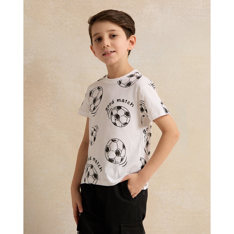 Boys White  Printed T-shirt|2-3 Years|3-4 Years|4-5 Years|5-6 Years|6-7 Years|7-8 Years