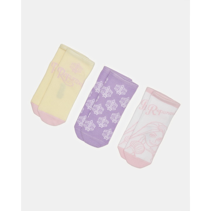 Girls Assorted  Rapunzel Ankle Length Socks (3 Pairs)