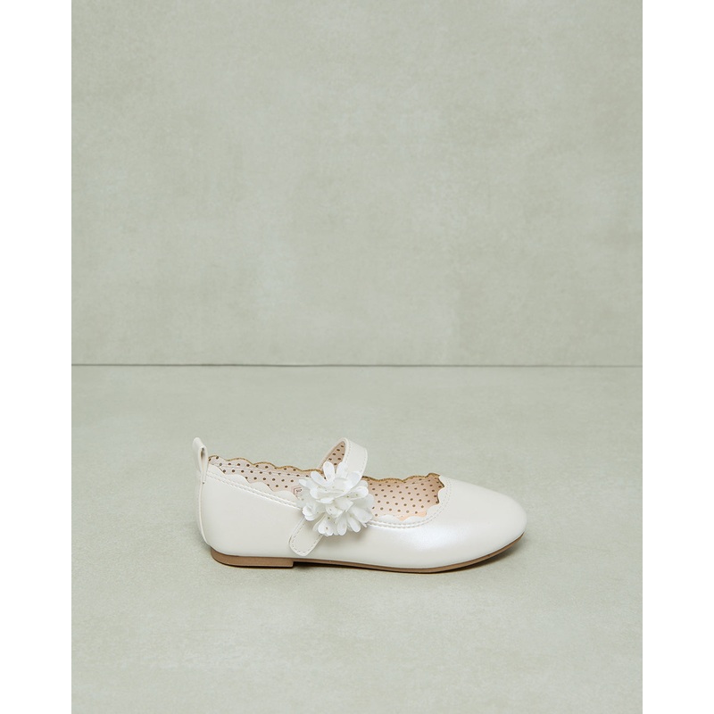 Girls Cream Flower Strap Ballerina