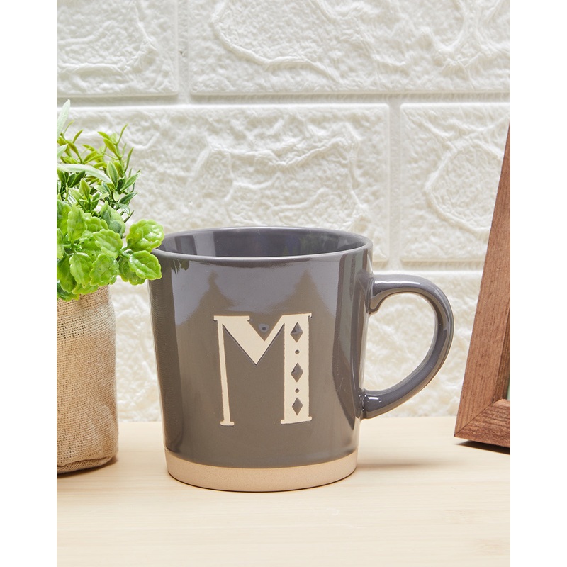 Grey Glaze Alphabet Mug-M