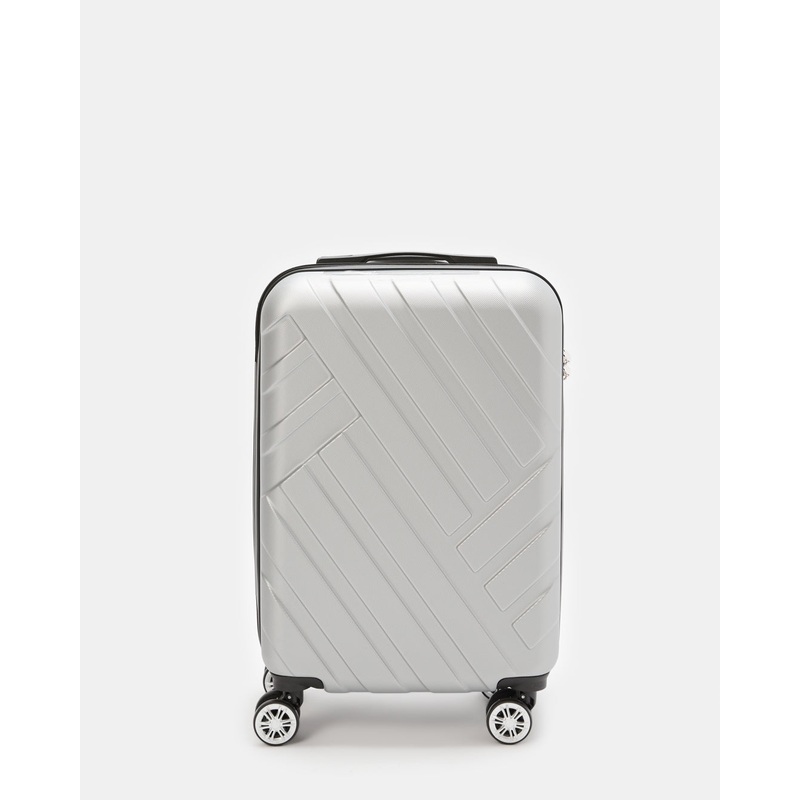 Grey Textured Trolley Luggage 20 Inch