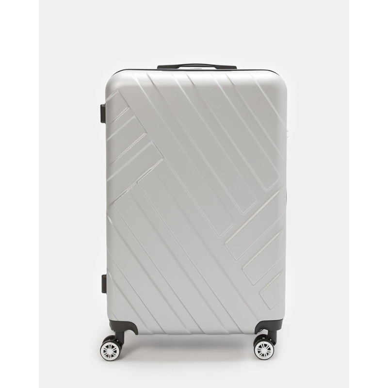 Grey Textured Trolley Luggage 28 Inch