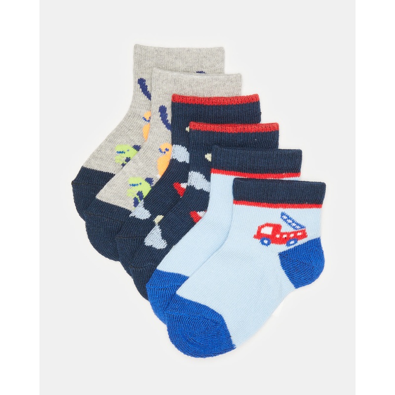 Infant Boys Assorted Ankle Length Socks Set (3 Pairs)