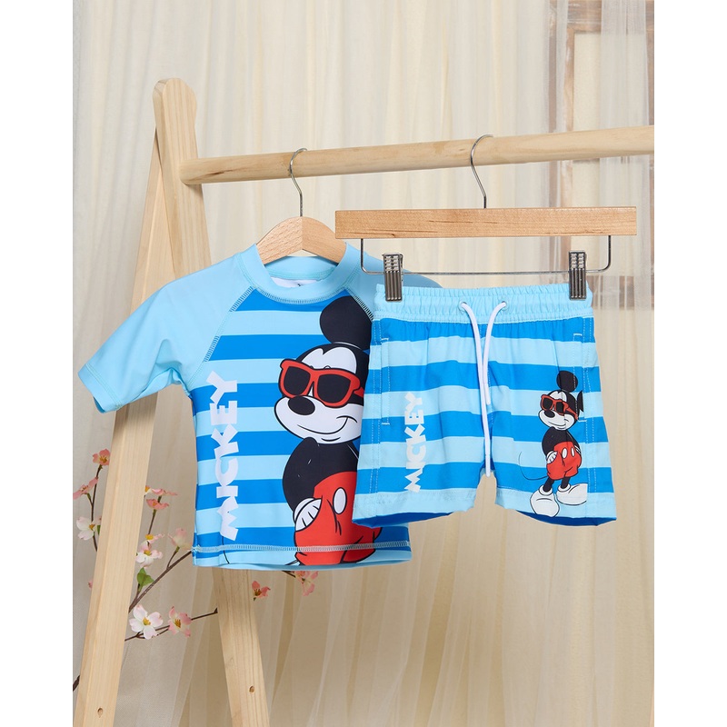 Infant Boys Blue Printed Swim Set (2 Piece)