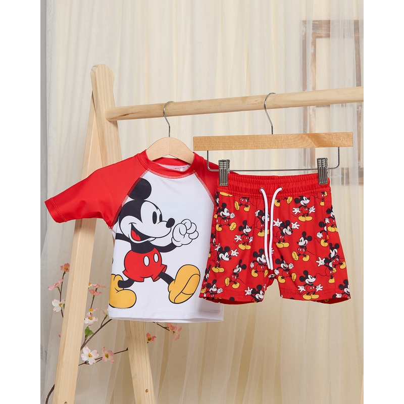 Infant Boys Red Printed Swim Set (2 Piece)