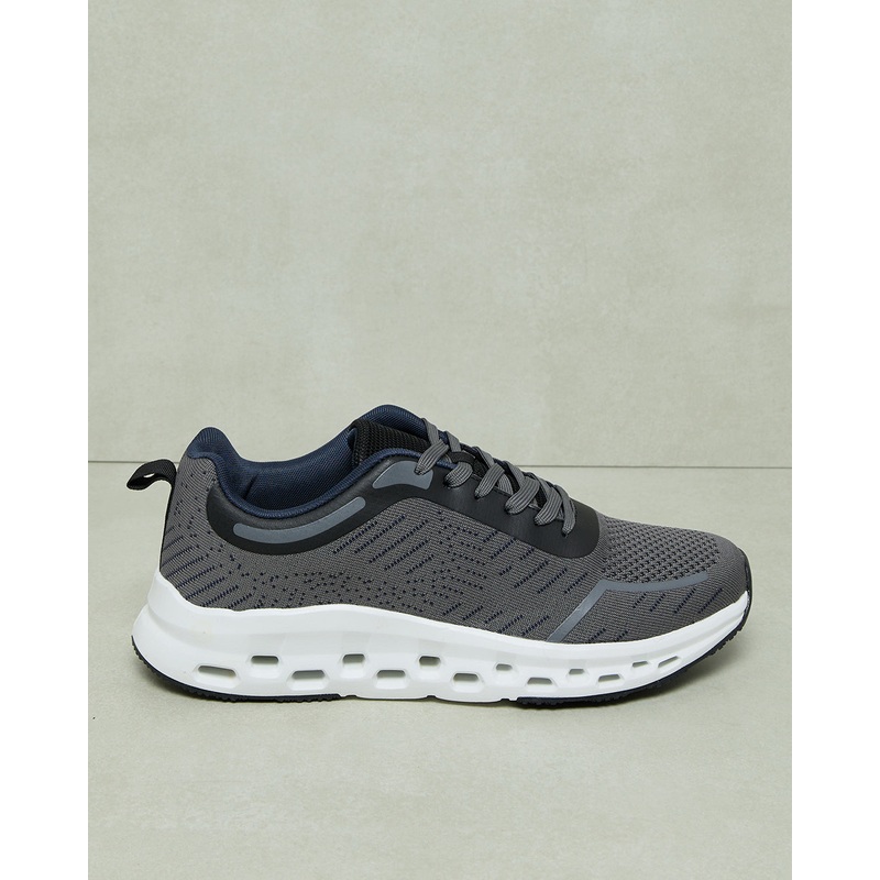 Men Charcoal Material Block Trainers