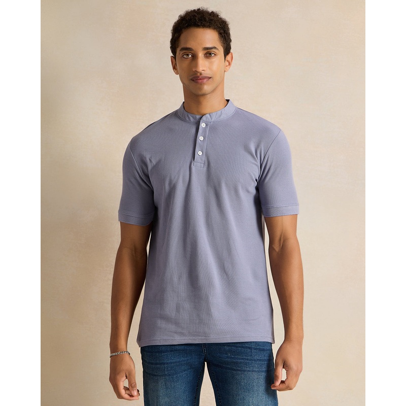 Men Purple Henley Polo Shirt|Small|Medium|Large|X-Large|XX-Large