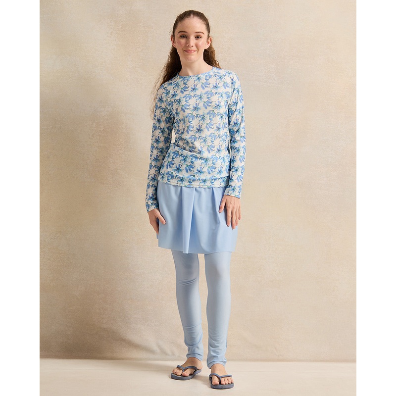 Senior Girls Blue Floral Swimming Suit (3 Piece)