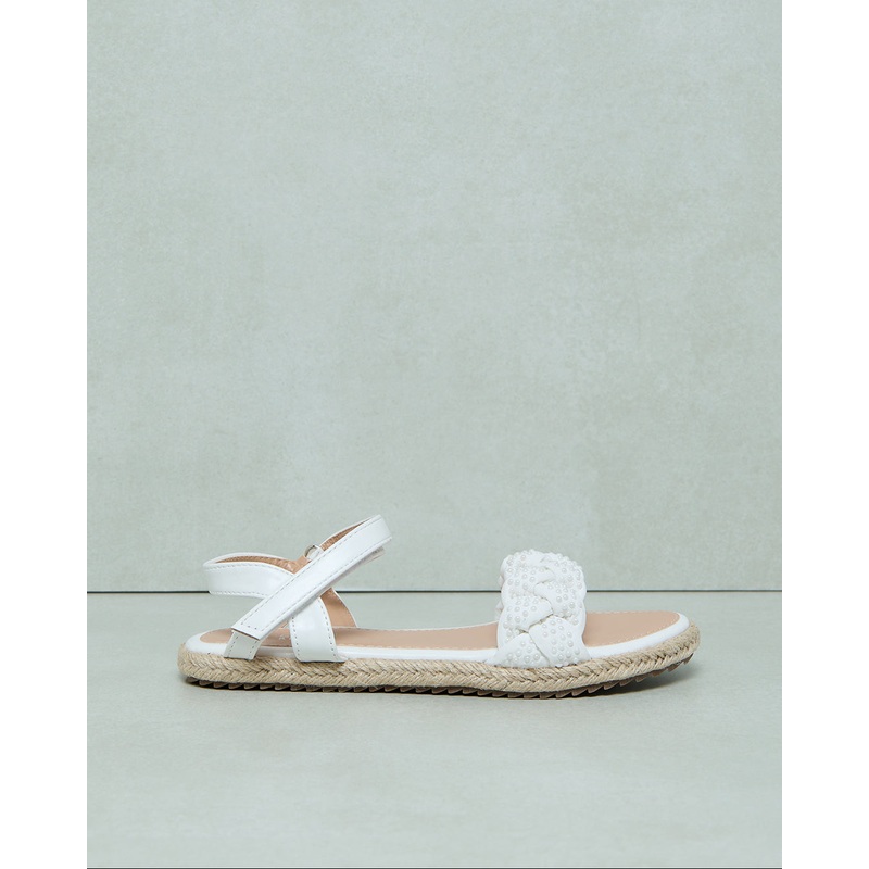 Senior Girls White Embellished Espadrille