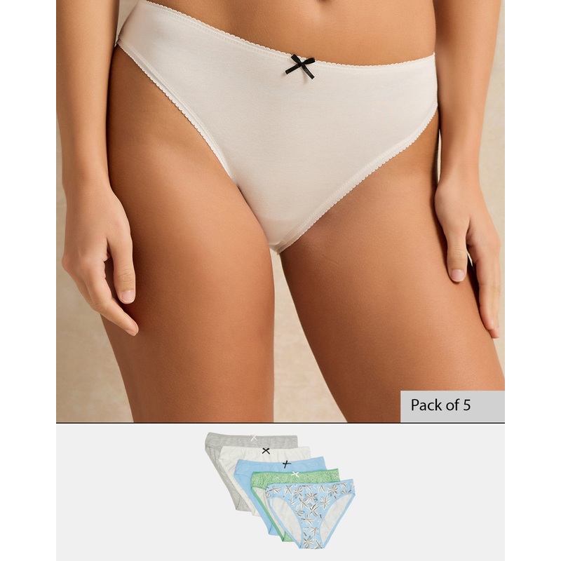 Women Assorted Printed Bikini Brief Set (Pack of 5)