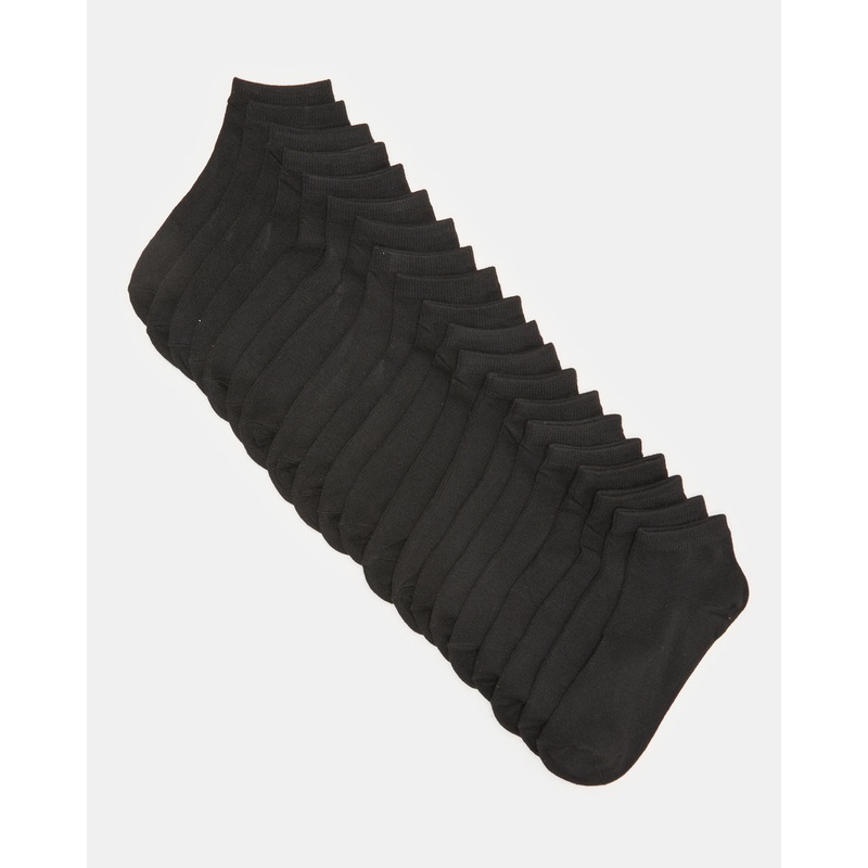 Women Black Basic Ankle Box Socks (10 Pairs)