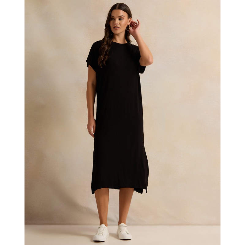 Women Black Short Sleeve Dress