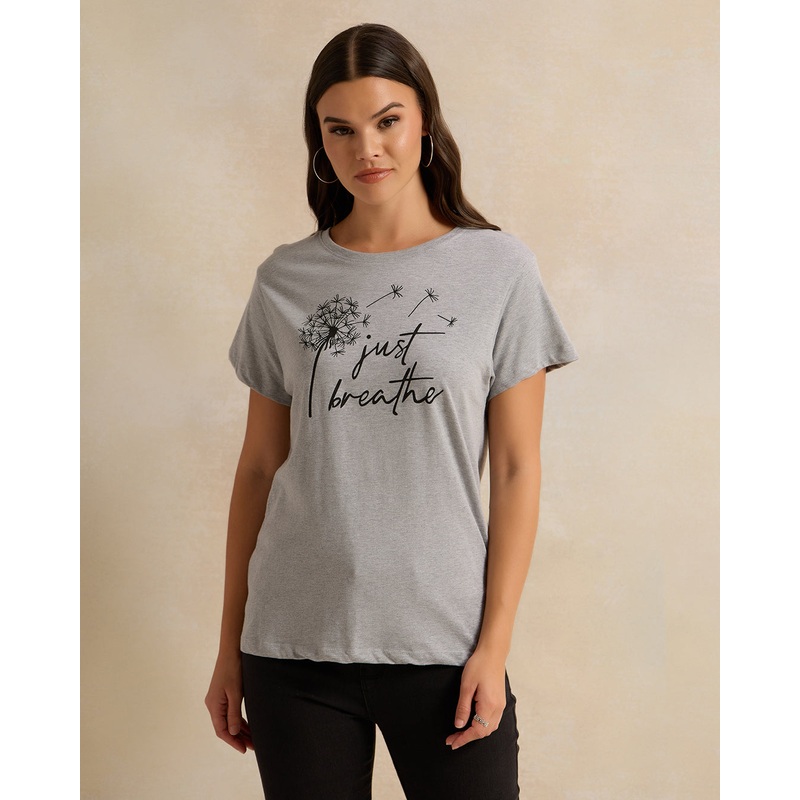 Women Grey Printed T-Shirt|Small|Medium|Large|X-Large
