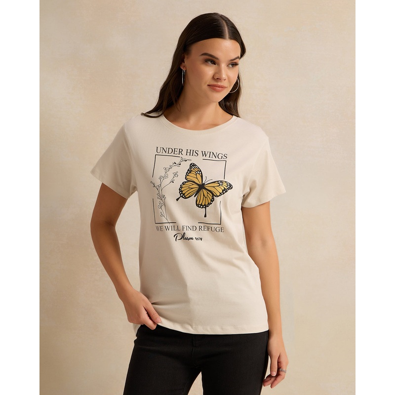 Women Ivory Printed T-Shirt|Small|Medium|Large|X-Large