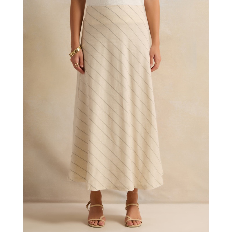 Women Ivory Striped Skirt|UK8|UK10|UK12|UK14|UK16|UK18