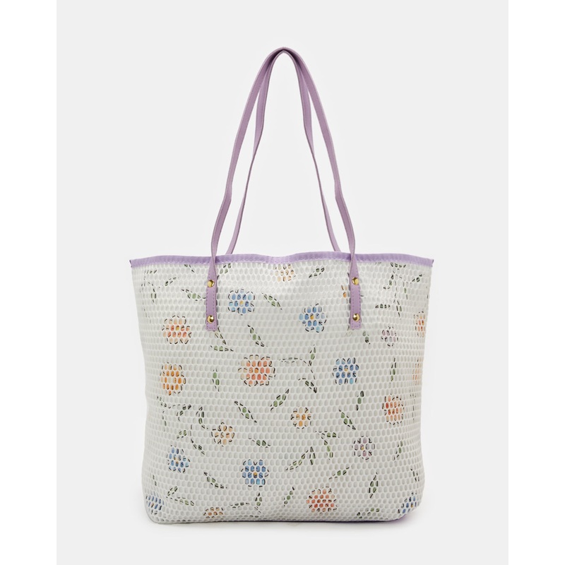 Women Purple Mesh Beach Bag