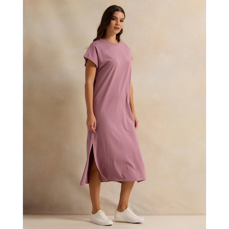 Women Purple Short Sleeve Dress
