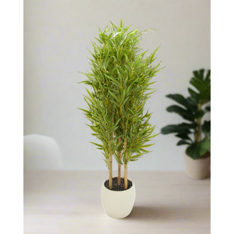 Artificial Bamboo Plant In Magnesium White Pot