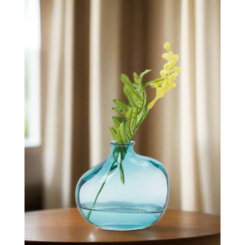 Blue Plain Artificial Mimosa Vase