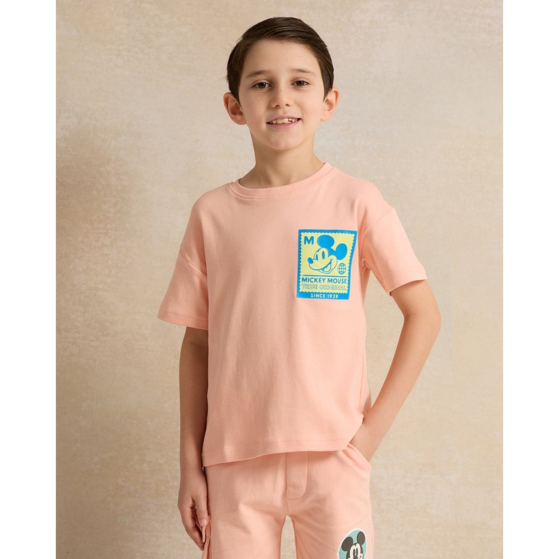 Boys Peach Mickey Mouse T-Shirt