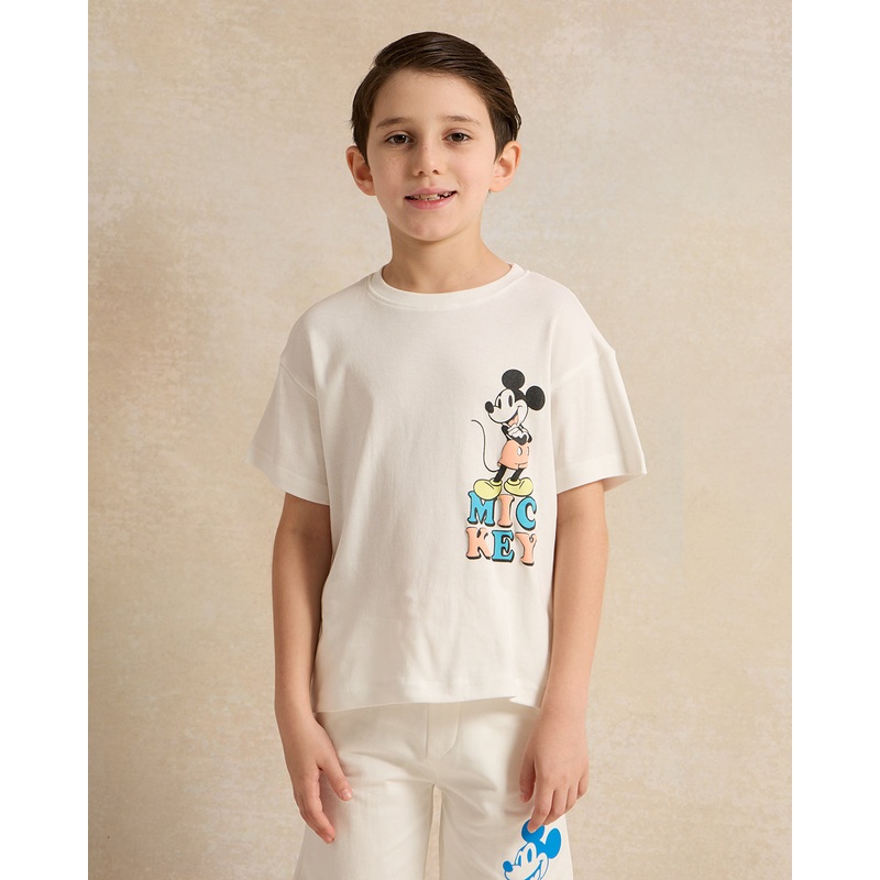 Boys White Mickey Mouse T-Shirt