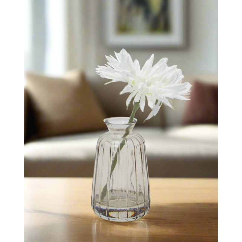 Clear Textured Artificial Daisy Vase