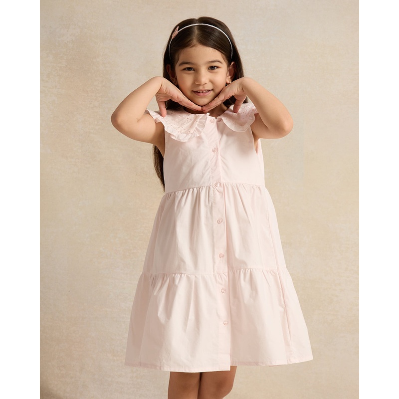 Girls Pink Solid Dress|2-3 Years|3-4 Years|4-5 Years|5-6 Years|6-7 Years|7-8 Years