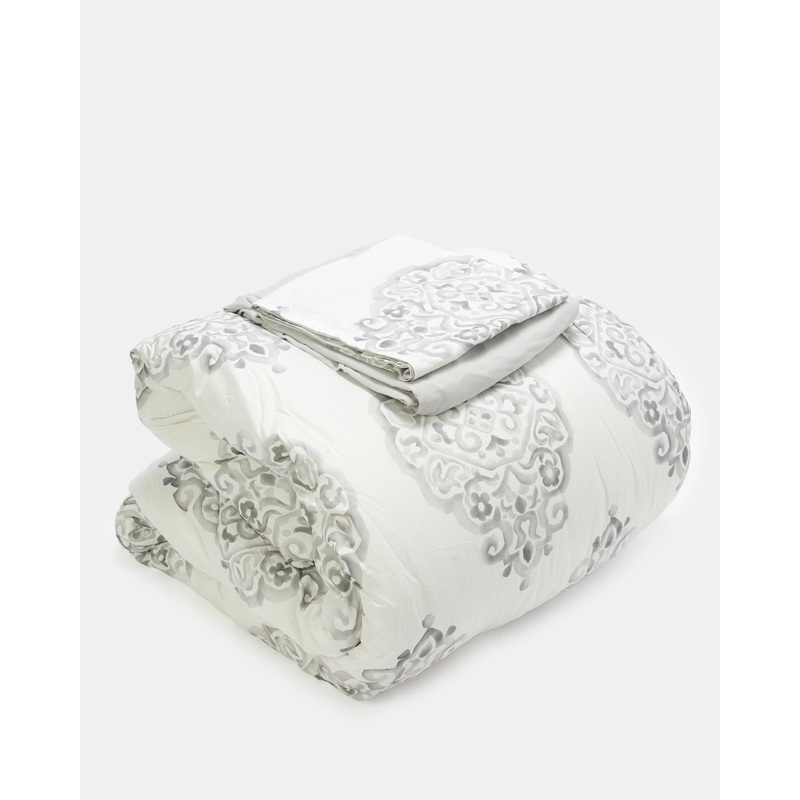 Grey 3 Piece Printed Comforter (Single Size)