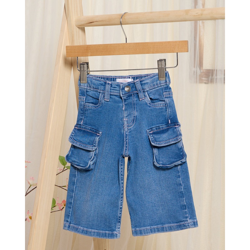 Infant Girls Blue  Wide Leg Cargo Pants