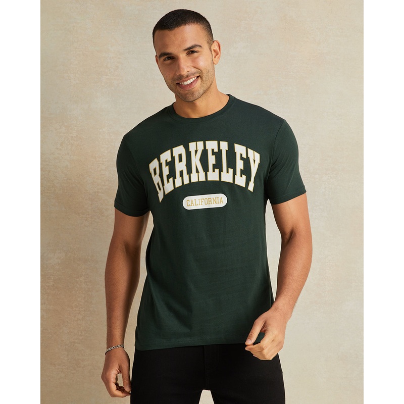 Men Green Berkley Print Graphic T-Shirt