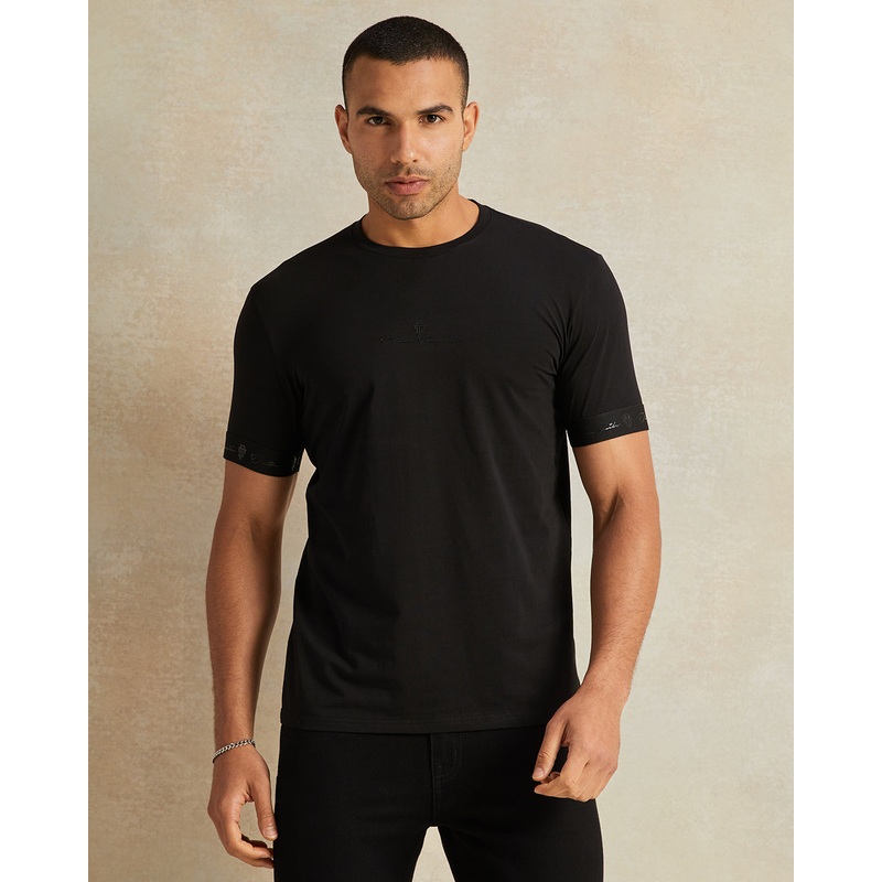 Men Plain Black Soft Touch Varsity T-Shirt