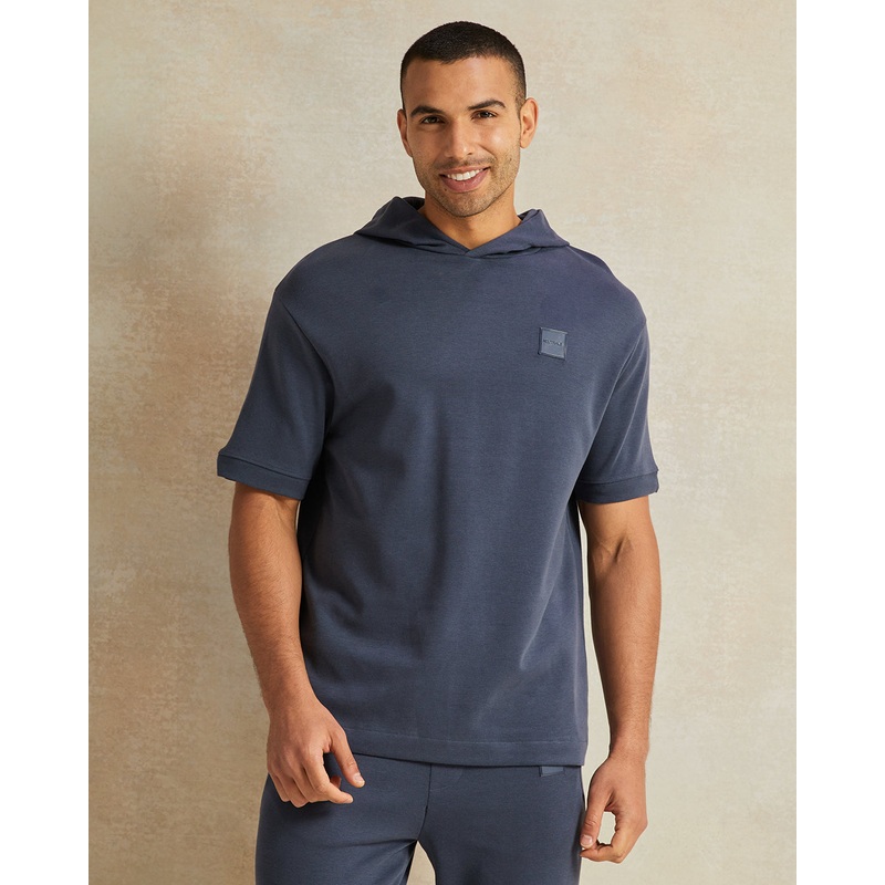 Men Plain Grey Hooded Lounge Sweatshirt