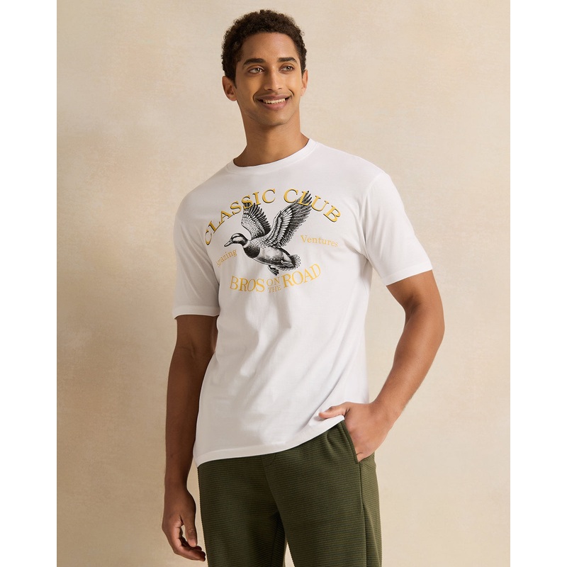 Men White Birds Printed  T-Shirt