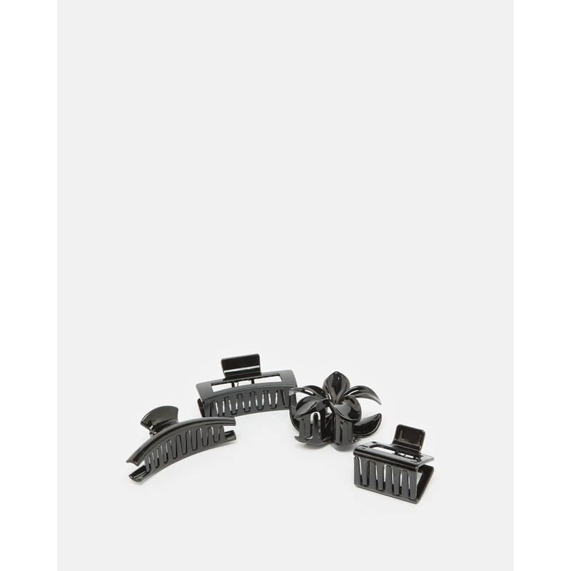 Women Black Solid Hair Clip Set (Pack of 4)