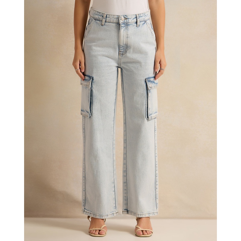 Women Blue Cargo Jeans|UK8|UK10|UK12|UK14|UK16|UK18