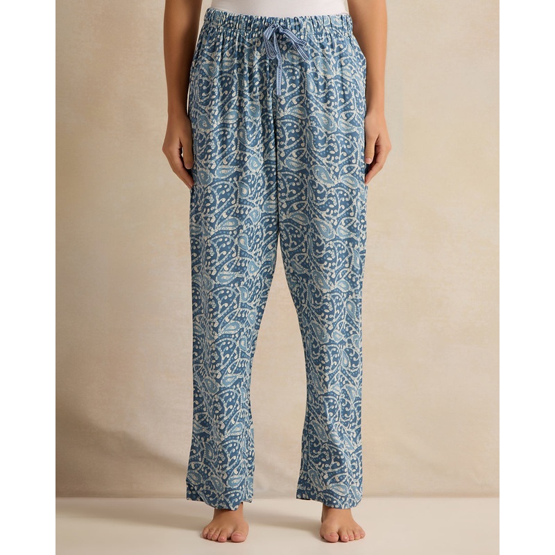 Women Blue Floral Print Pyjama Bottom