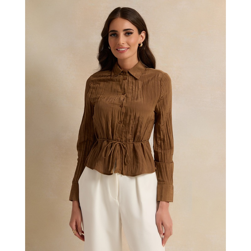 Women Brown Collared Blouse|UK8|UK10|UK12|UK14|UK16|UK18