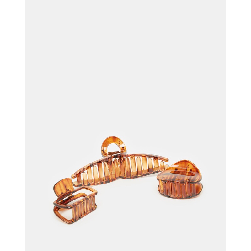 Women Brown Print Hair Clip Set (Pack of 3)